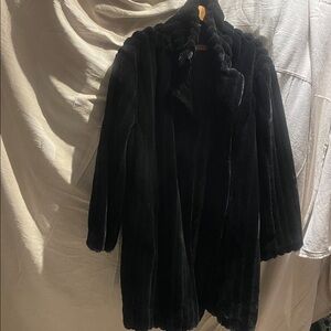 Elegant Black Faux Fur Coat